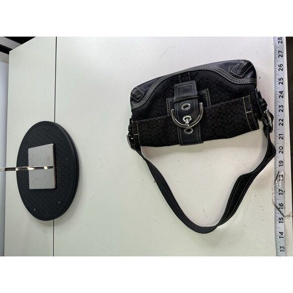 DAMAGED - COACH Soho Black Shoulder Bag Leather Canvas Archive Purse Y2K 3628 - Picture 3 of 12